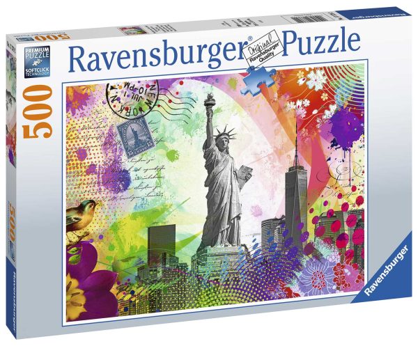 RAVENSBURGER 17379 2 NEW YORK POSTCARD 500 PIECE PUZZLE For Cheap