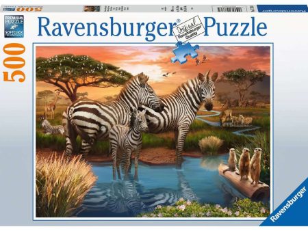 RAVENSBURGER 17376 1 ZEBRAS AT WATERHOLE 500 PIECE PUZZLE Online Hot Sale