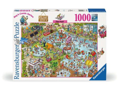 RAVENSBURGER 176366 - HOLIDAY RESORT 3 THE POOL 1000 PIECE PUZZLE on Sale