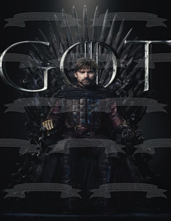 Game of Thrones Jaime Lannister Iron Throne Black Background Edible Cake Topper Image ABPID27198 Discount