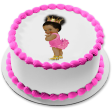 African American Baby Girl Pink Ballerina Outfit Gold Crown Yellow Converse Sneakers Edible Cake Topper Image ABPID22382 Online now