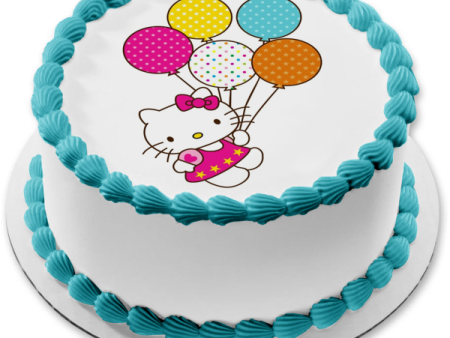 Hello Kitty Happy Birthday Colorful Balloons Edible Cake Topper Image ABPID09806 For Discount