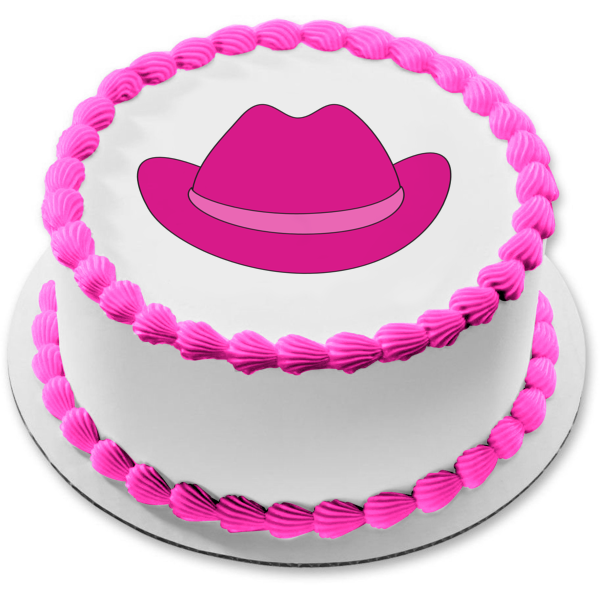 Pink Cowgirl Hat Edible Cake Topper Image ABPID27512 Online Sale