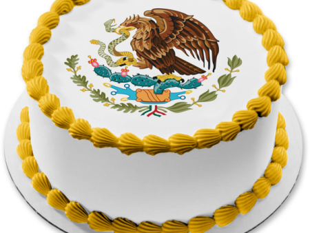 Mexican Flag National Coat of Arms Edible Cake Topper Image ABPID07361 Online Sale