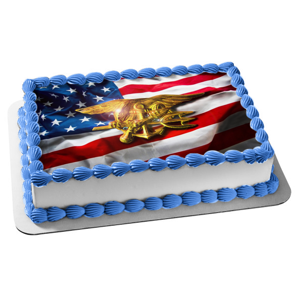 United States Military Navy Seal American Flag Edible Cake Topper Image ABPID22332 Cheap