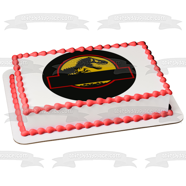 Jurassic Park Tyrannosaurus Rex Black Circle Edges Edible Cake Topper Image ABPID27312 For Cheap