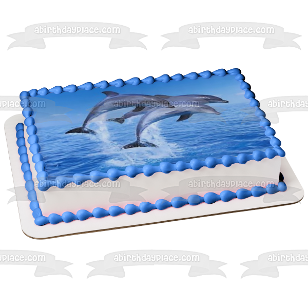 Ocean Life Dolphins Jumping Ocean Edible Cake Topper Image ABPID27405 For Cheap