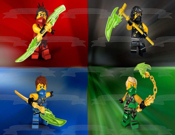 LEGO Ninjago Tournament Lloyd Kai Jay Cole Edible Cake Topper Image ABPID27542 Online Hot Sale