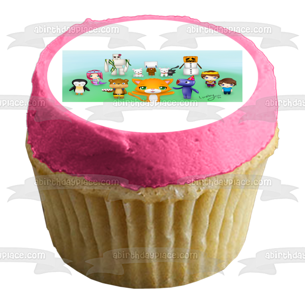 Mr. Stampy Cat and Friends Mittens Henry Norman the Snow Golem Hatty Hatington Edible Cake Topper Image ABPID27249 Online Sale