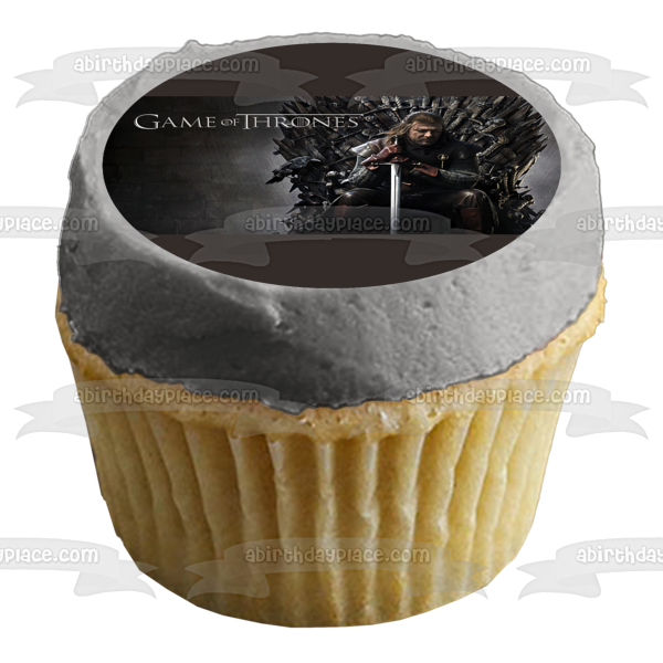 Game of Thrones Eddard Stark Sitting on the Iron Throne Edible Cake Topper Image ABPID01864 For Discount