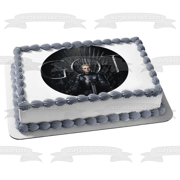 Game of Thrones Brienne of Tarth Iron Throne Black Background Edible Cake Topper Image ABPID27502 Online Sale