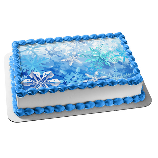 Snowflake Background Edible Cake Topper Image ABPID05103 Supply