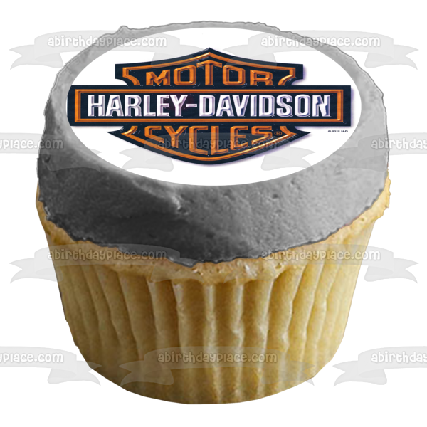 Harley Davidson Orange Logo Metal Appearance Edible Cake Topper Image ABPID27240 on Sale