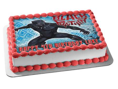 Marvel Black Panther Cartoon Blue Background Edible Cake Topper Image ABPID10070 For Sale