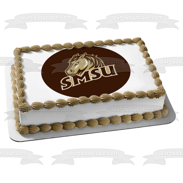 Southwest Minnesota State University Mustangs Logo Edible Cake Topper Image ABPID27716 Fashion