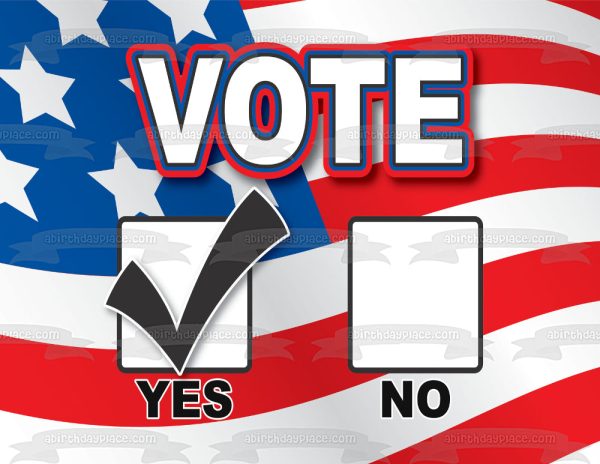 Vote Day Yes No Boxes American Flag Edible Cake Topper Image ABPID27298 Cheap