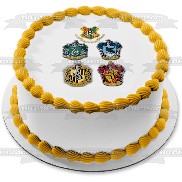 Harry Potter Hogwarts Crests Gryffindor Hufflepuff Ravenclaw Slytherin Edible Cake Topper Image ABPID27648 For Cheap