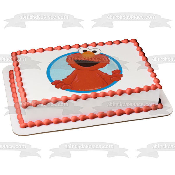 Sesame Street Elmo Blue Round Background Edible Cake Topper Image ABPID04110 Discount