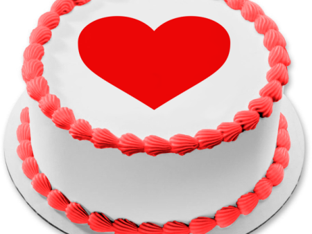 Red Heart Edible Cake Topper Image ABPID10078 Hot on Sale