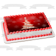 Merry Christmas White Star Tree Snowflakes with a Red Background Edible Cake Topper Image ABPID04765 For Discount