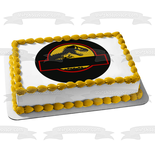 Jurassic Park Tyrannosaurus Rex Black Circle Edges Edible Cake Topper Image ABPID27312 For Cheap