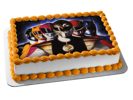 Power Rangers Mega Force Yellow Ranger Black Ranger Brown Ranger Red Ranger Pink Ranger Blue Ranger Edible Cake Topper Image ABPID27491 Online Hot Sale