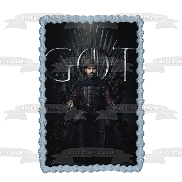 Game of Thrones Jaime Lannister Iron Throne Black Background Edible Cake Topper Image ABPID27198 Discount