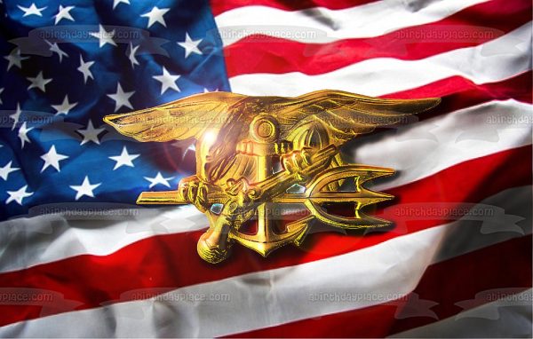 United States Military Navy Seal American Flag Edible Cake Topper Image ABPID22332 Cheap