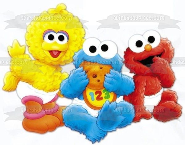 Sesame Street Baby Big Bird Baby Elmo Baby Cookie Monster Edible Cake Topper Image ABPID27380 Hot on Sale