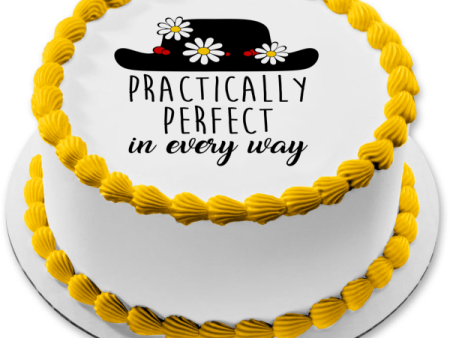 Practically Perfect In Every Way Black Hat with Flowers Edible Cake Topper Image ABPID10096 For Discount