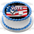 Vote Day Yes No Boxes American Flag Edible Cake Topper Image ABPID27298 Cheap