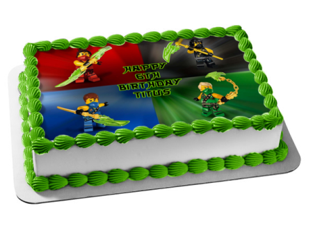 LEGO Ninjago Tournament Lloyd Kai Jay Cole Edible Cake Topper Image ABPID27542 Online Hot Sale