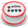 Power Rangers Logo Faces Red Ranger Yellow Ranger Blue Ranger Green Ranger Pink Ranger Edible Cake Topper Image ABPID27571 Fashion