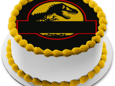 Jurassic Park Tyrannosaurus Rex Black Circle Edges Edible Cake Topper Image ABPID27312 For Cheap