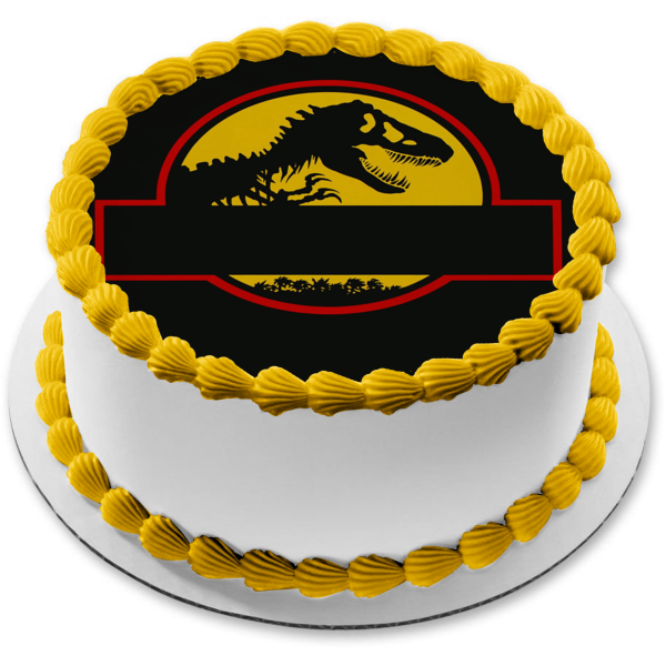 Jurassic Park Tyrannosaurus Rex Black Circle Edges Edible Cake Topper Image ABPID27312 For Cheap