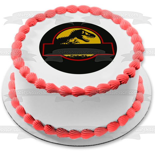 Jurassic Park Tyrannosaurus Rex Black Circle Edges Edible Cake Topper Image ABPID27312 For Cheap