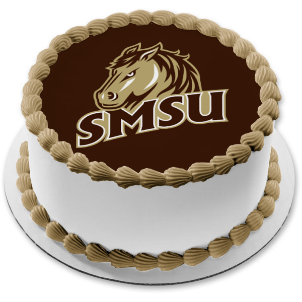 Southwest Minnesota State University Mustangs Logo Edible Cake Topper Image ABPID27716 Fashion