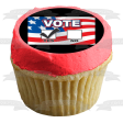 Vote Day Yes No Boxes American Flag Edible Cake Topper Image ABPID27298 Cheap