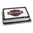 Harley Davidson Orange Logo Metal Appearance Edible Cake Topper Image ABPID27240 on Sale