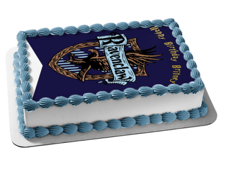 Harry Potter Hogwarts Ravenclaw Crest Blue Background Edible Cake Topper Image ABPID27813 Cheap