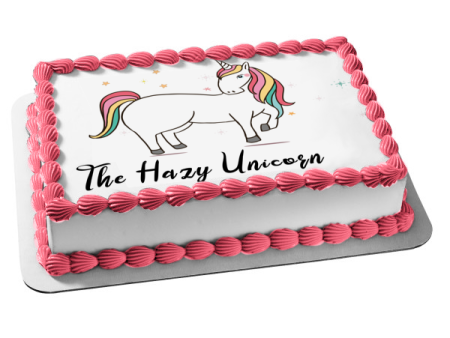 The Hazy Unicorn Stars Colorful Edible Cake Topper Image ABPID09972 Cheap