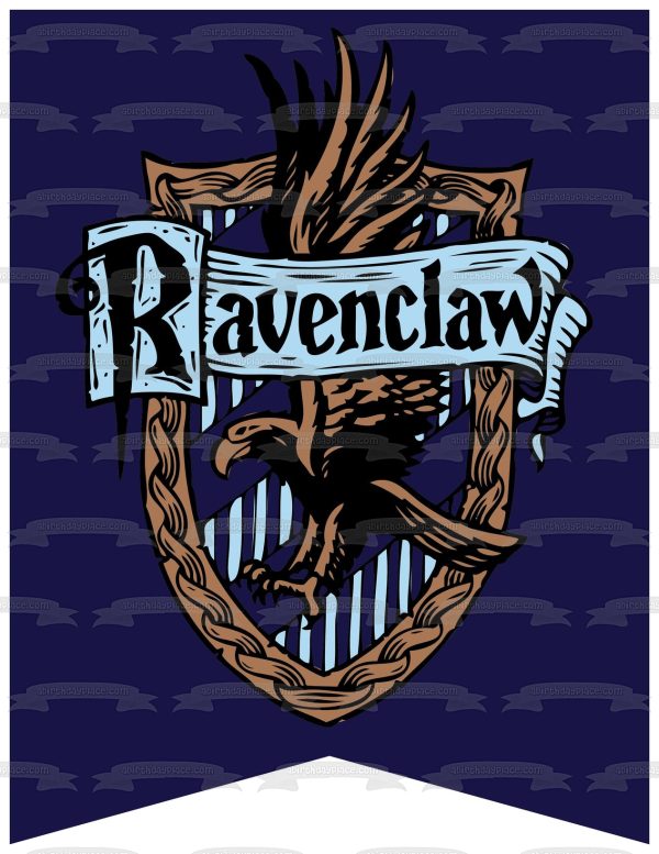 Harry Potter Hogwarts Ravenclaw Crest Blue Background Edible Cake Topper Image ABPID27813 Cheap