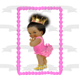 African American Baby Girl Pink Ballerina Outfit Gold Crown Yellow Converse Sneakers Edible Cake Topper Image ABPID22382 Online now