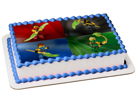 LEGO Ninjago Masters of Spinjitzu Red Ranger Blue Ranger Black Ranger Green Ranger Edible Cake Topper Image ABPID27414 Online Sale