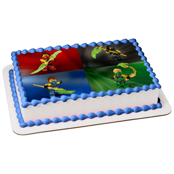 LEGO Ninjago Masters of Spinjitzu Red Ranger Blue Ranger Black Ranger Green Ranger Edible Cake Topper Image ABPID27414 Online Sale