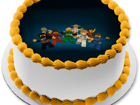 LEGO Ninjago Masters of Spinjitzu Red Ranger Blue Ranger Black Ranger Green Ranger Master Wu Edible Cake Topper Image ABPID27775 For Cheap