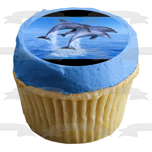 Ocean Life Dolphins Jumping Ocean Edible Cake Topper Image ABPID27405 For Cheap