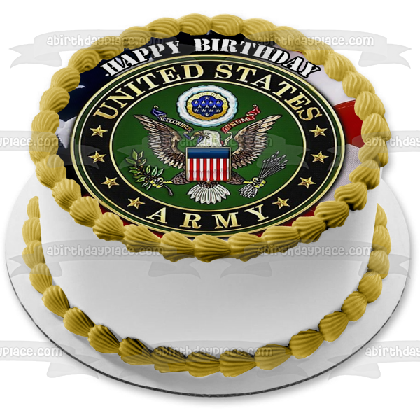 United States Army Emblem Eagle American Flag Edible Cake Topper Image ABPID27504 Fashion