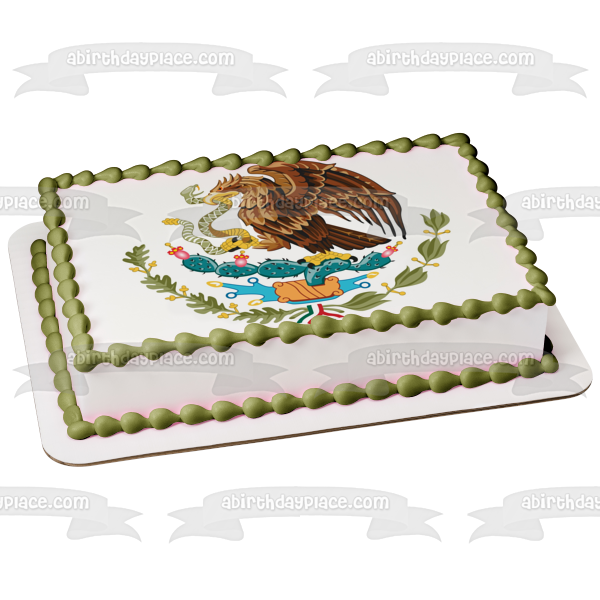 Mexican Flag National Coat of Arms Edible Cake Topper Image ABPID07361 Online Sale