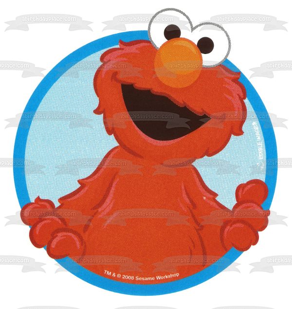 Sesame Street Elmo Blue Round Background Edible Cake Topper Image ABPID04110 Discount